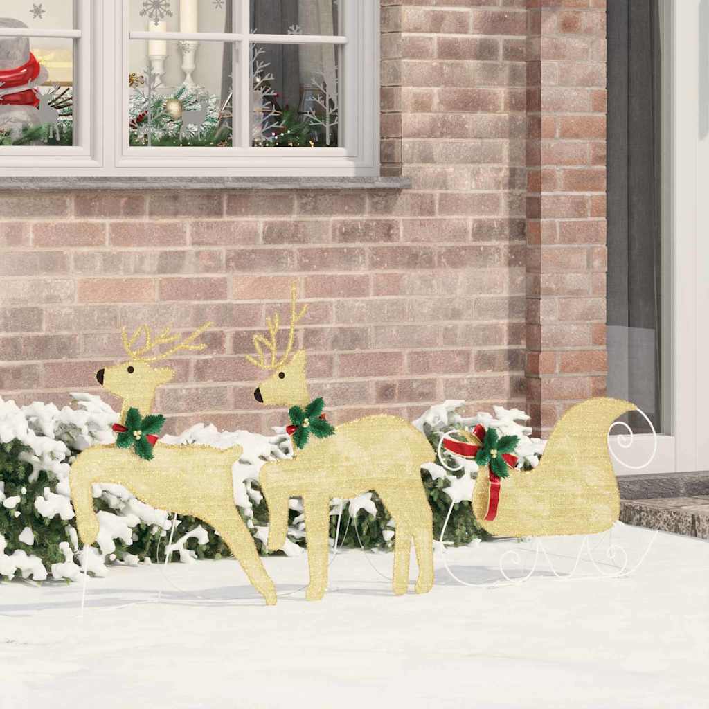 vidaXL LED Reindeers 3 pcs Warm White 43 x 18 x 66 cm Fabric 1