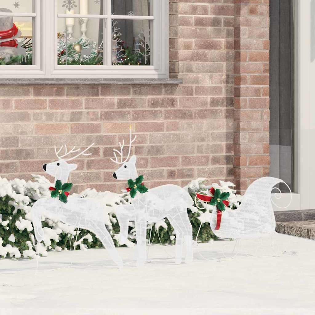 vidaXL LED Reindeers 3 pcs Cold White 43 x 18 x 66 cm Fabric 1