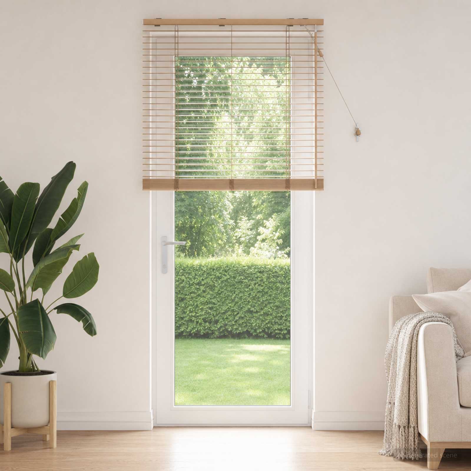 vidaXL Venetian Blind Oak Look 75 x 250 cm 35 mm Solid Paulownia Wood 1