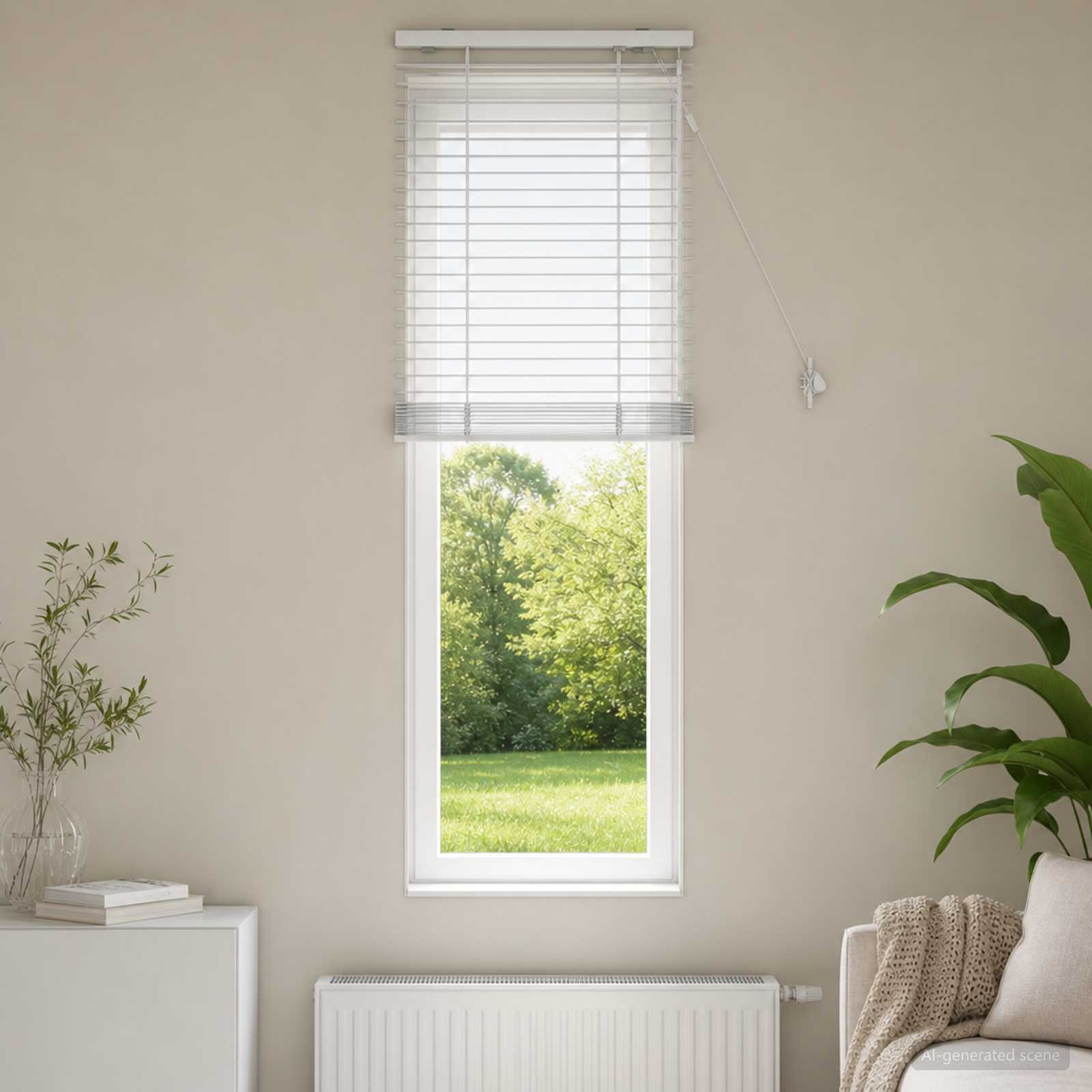 vidaXL Venetian Blind White 55 x 160 cm 35 mm Solid Paulownia Wood 1