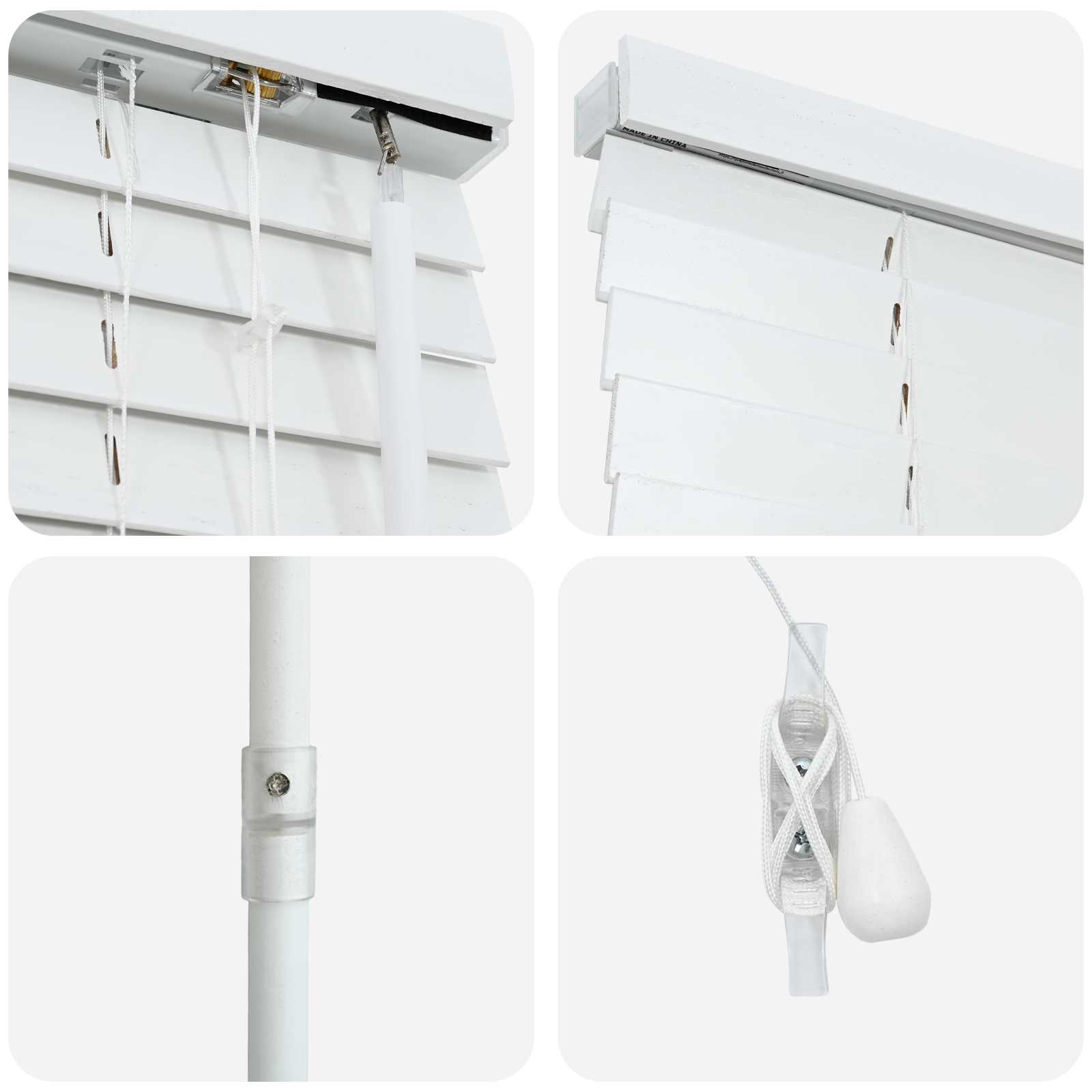 vidaXL Venetian Blind White 75 x 250 cm 35 mm Solid Paulownia Wood 5