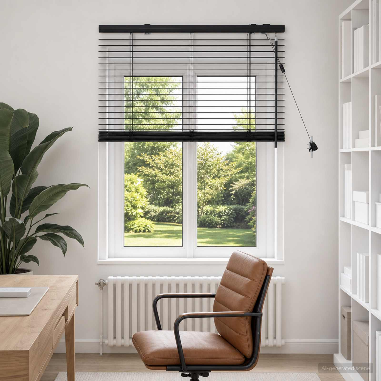 vidaXL Venetian Blind Black 80 x 130 cm 35 mm Solid Paulownia Wood 1