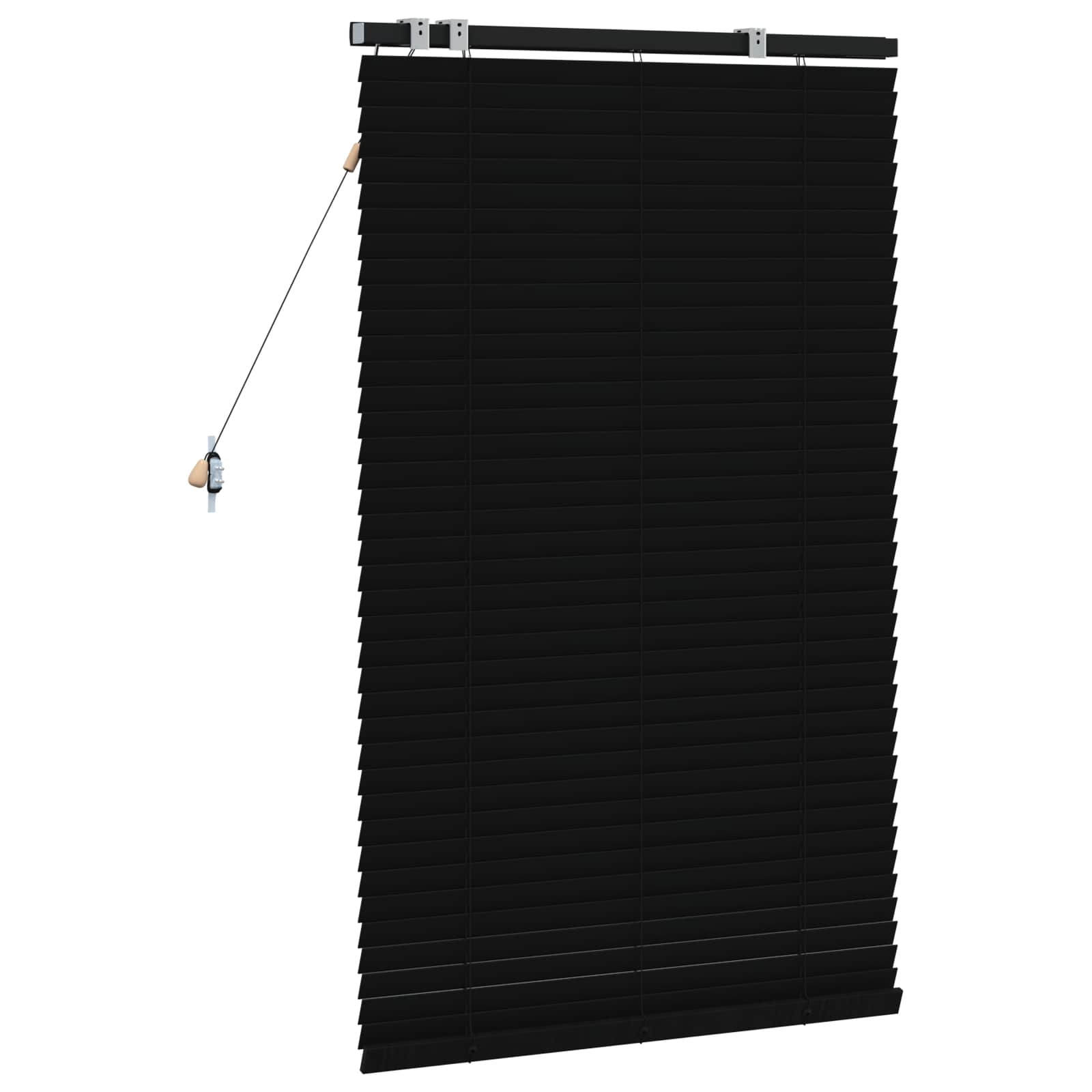 vidaXL Venetian Blind Black 75 x 130 cm 35 mm Solid Paulownia Wood 4