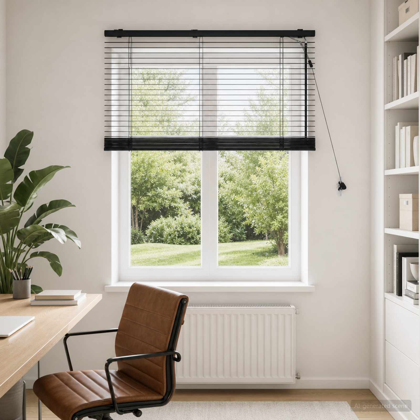 vidaXL Venetian Blind Black 120 x 130 cm 35 mm Solid Paulownia Wood 1