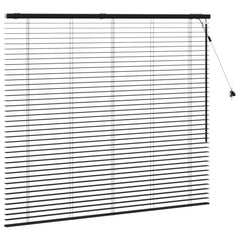 Venetian Blind 35 mm Solid Paulownia Wood Drop 130 cm Black 150 cm