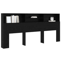 Headboard Cabinet 220x19x101.5 cm Black oak