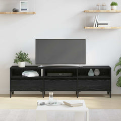 vidaXL TV Cabinet Black Oak 150 x 30 x 45 cm Engineered Wood and Iron 4