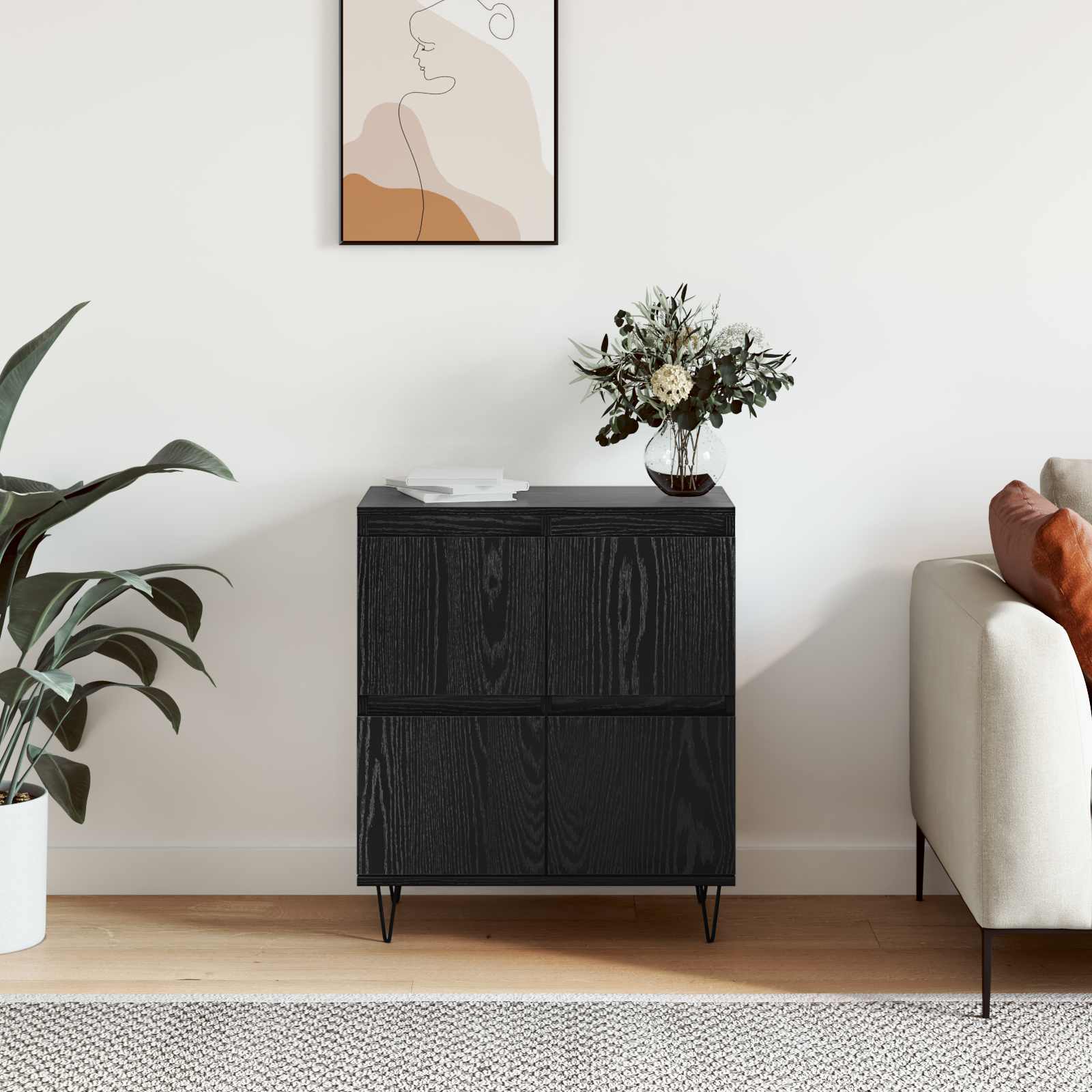 vidaXL Sideboard Black Oak 60 x 35 x 70 cm 4