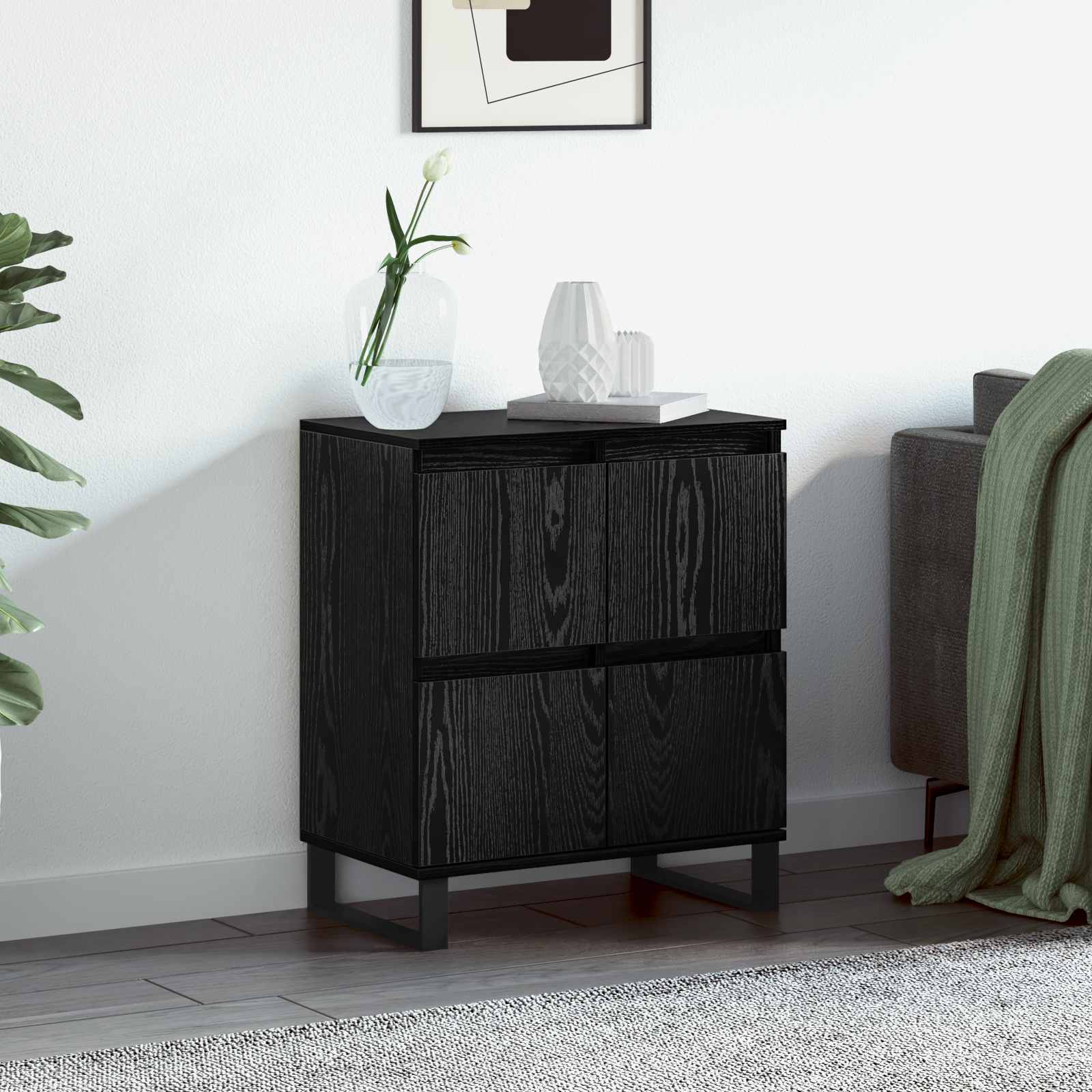 vidaXL Sideboard Black Oak 60 x 35 x 70 cm 1