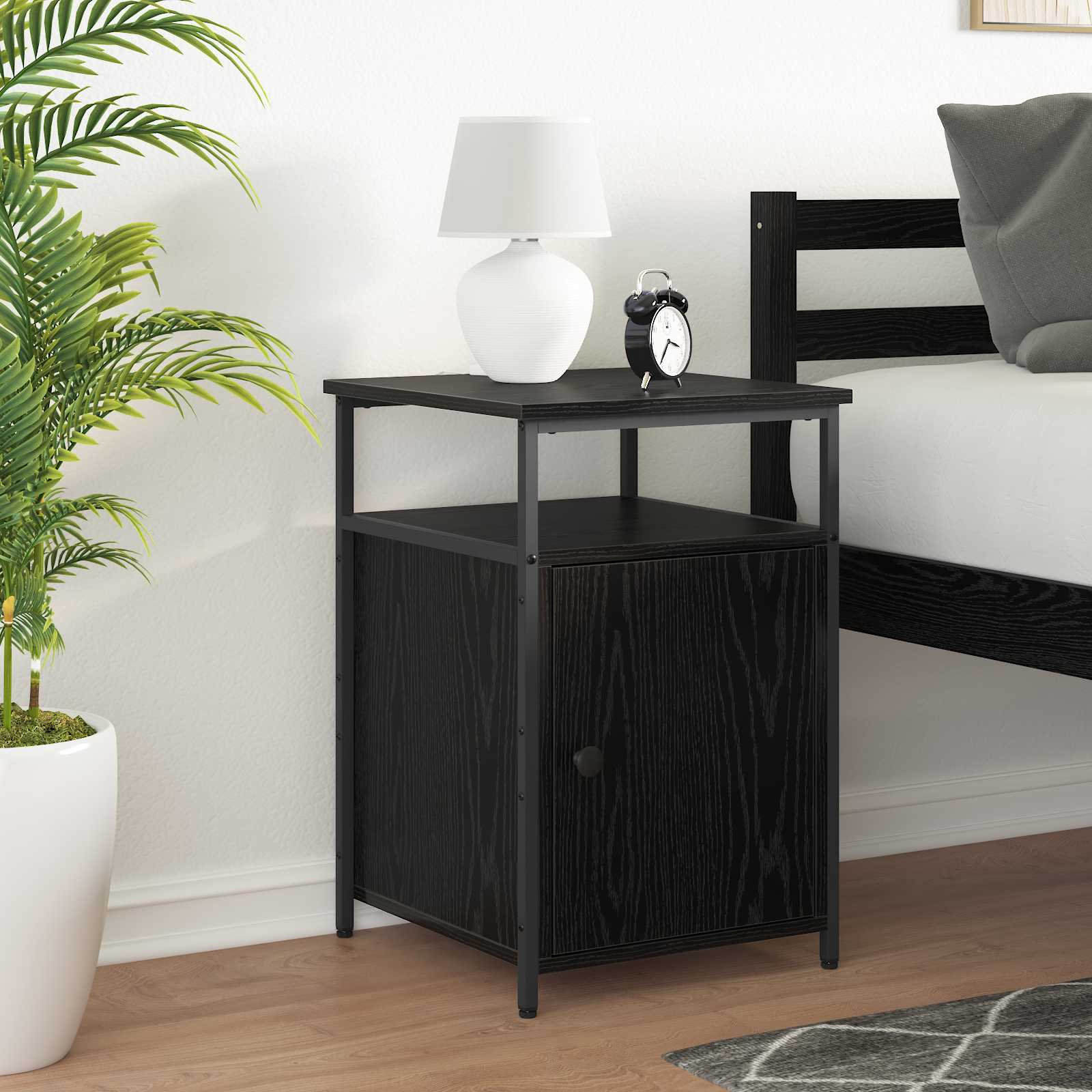 vidaXL Bedside Cabinet Black oak Engineered Wood 1