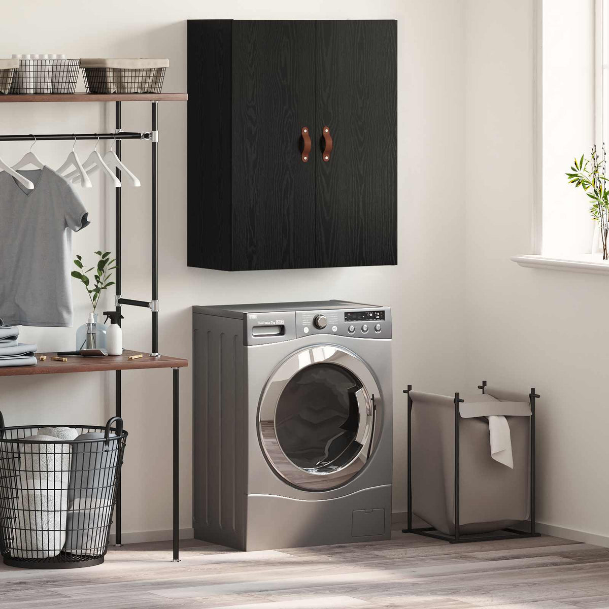 Wall Mounted Cabinet in Black Oak
