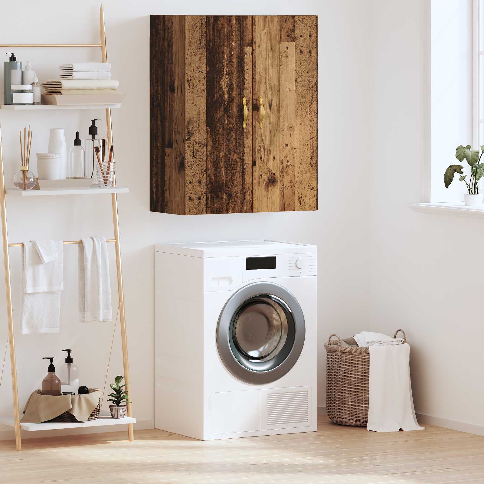 Wall Mounted Cabinet in Old Wood