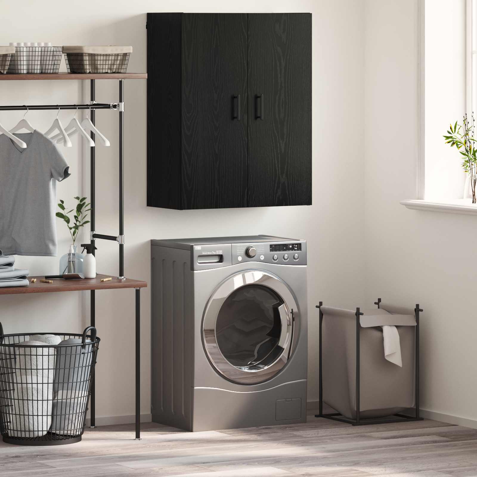 vidaXL Wall Cabinet Black Oak 69.5 x 34 x 90 cm Engineered Wood 1