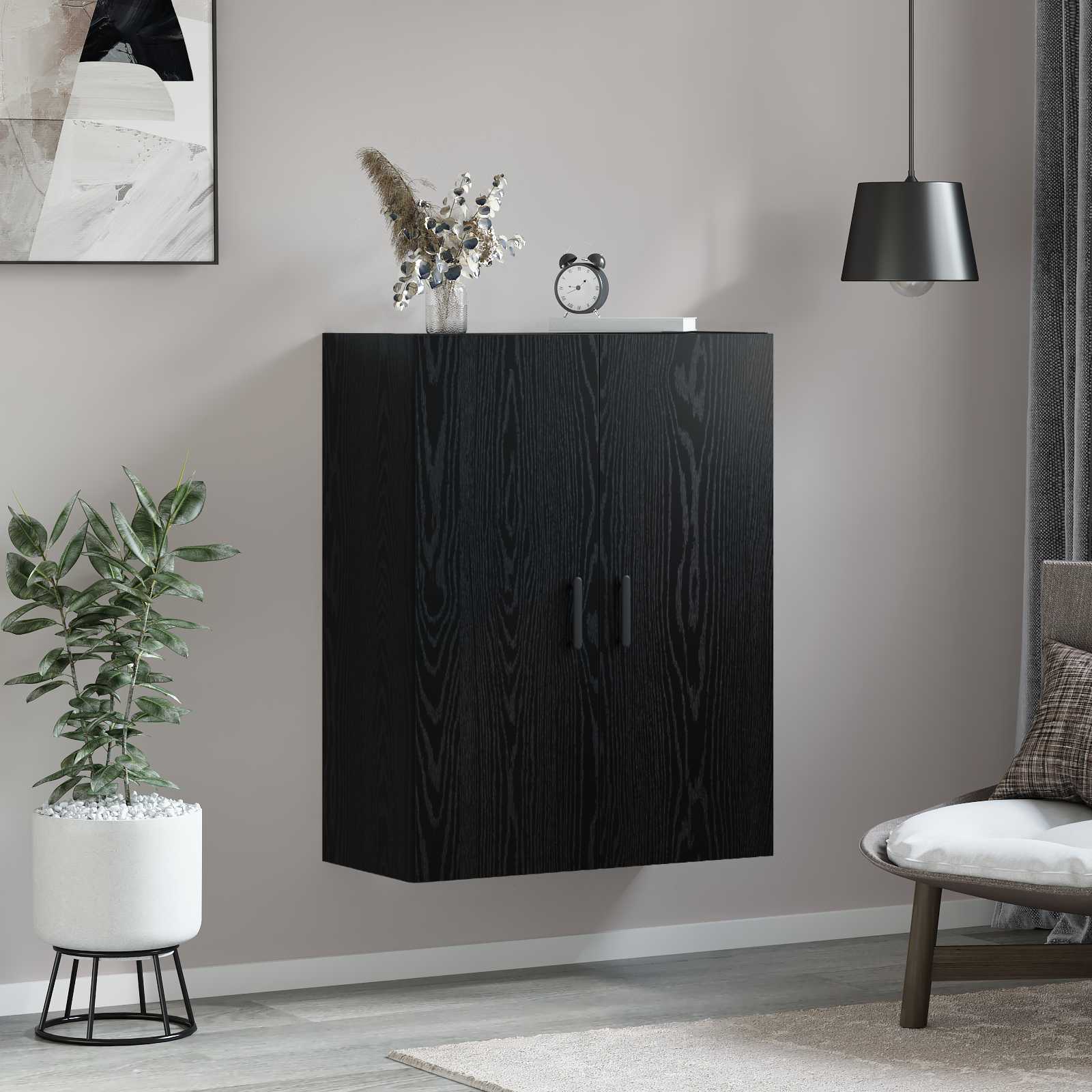 vidaXL Wall Cabinet Black Oak 69.5 x 34 x 90 cm Engineered Wood 4
