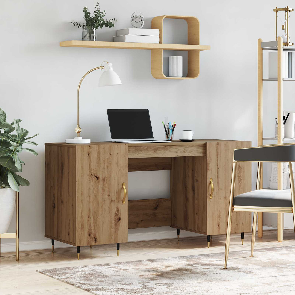 Desk 140x50x75 cm Engineered Wood Artisan oak