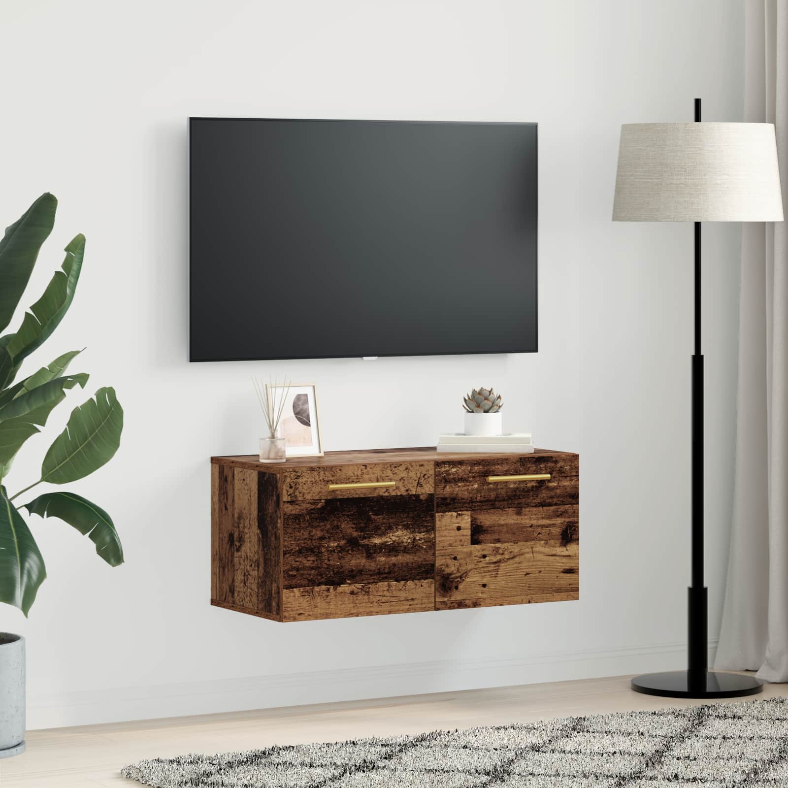 vidaXL Wall Cabinet 80 x 36.5 x 35 cm Engineered Wood Old wood 4