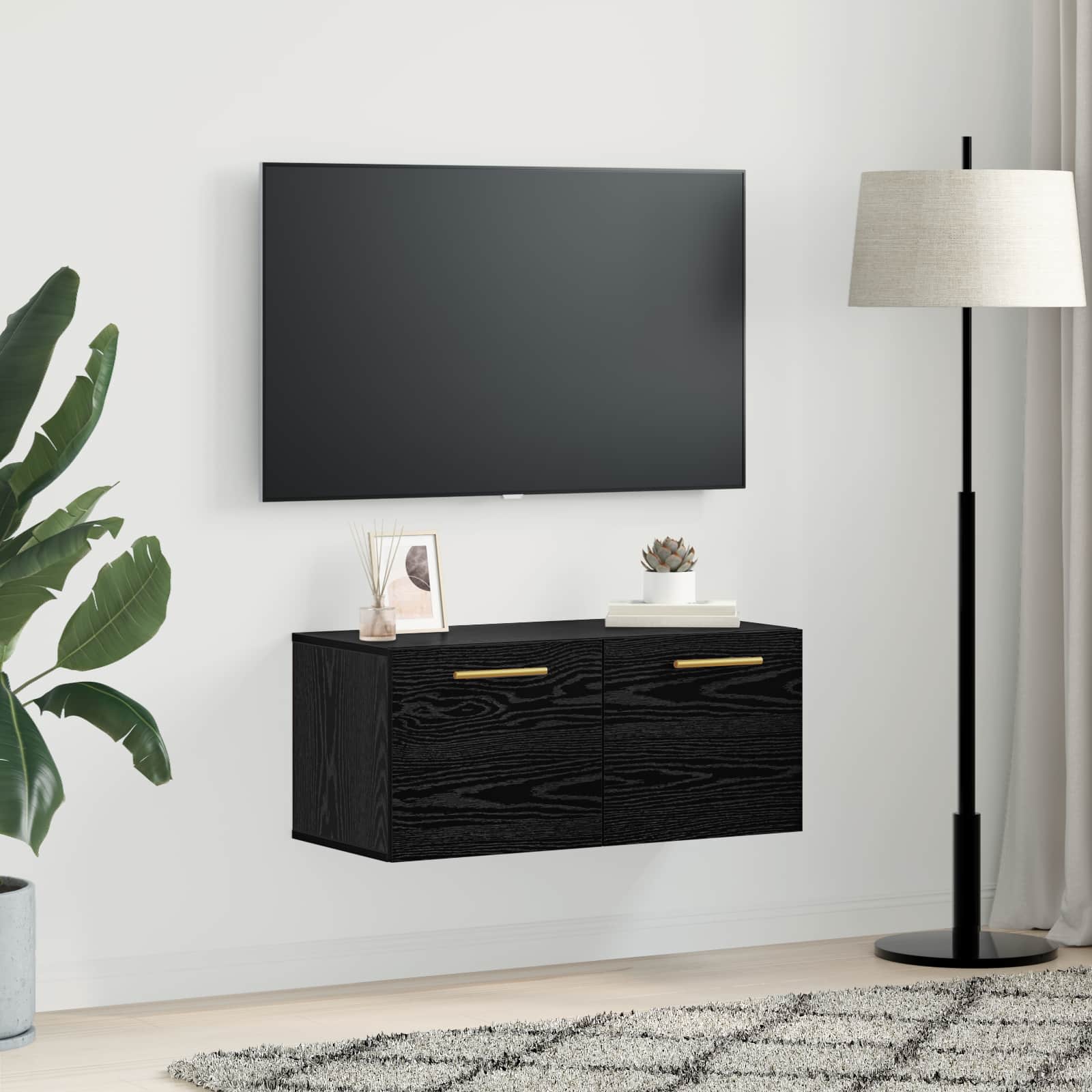 vidaXL Wall Cabinet 80 x 36.5 x 35 cm Engineered Wood Black oak 4