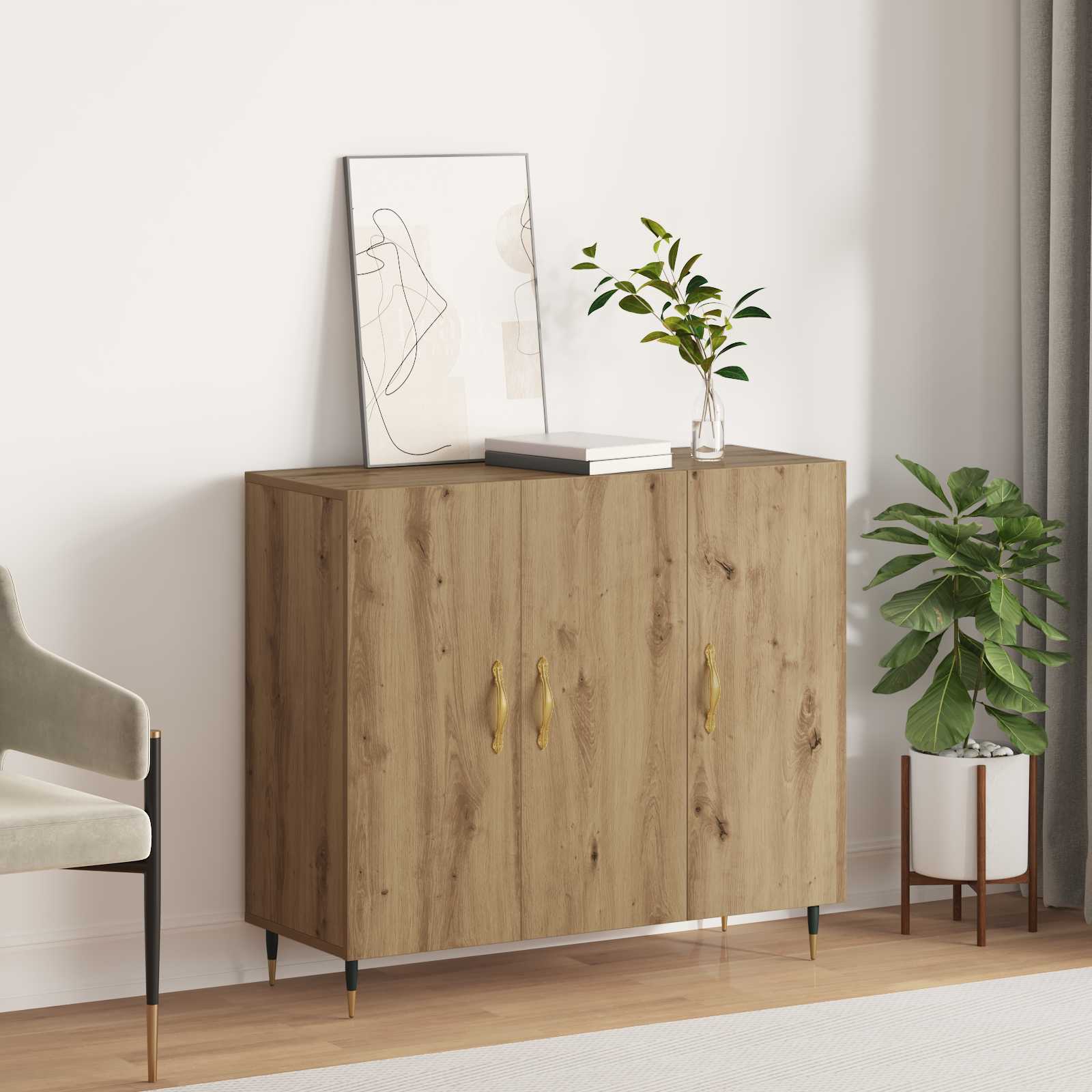 vidaXL Sideboard Artisan Oak 90 x 34 x 80 cm Engineered Wood 1