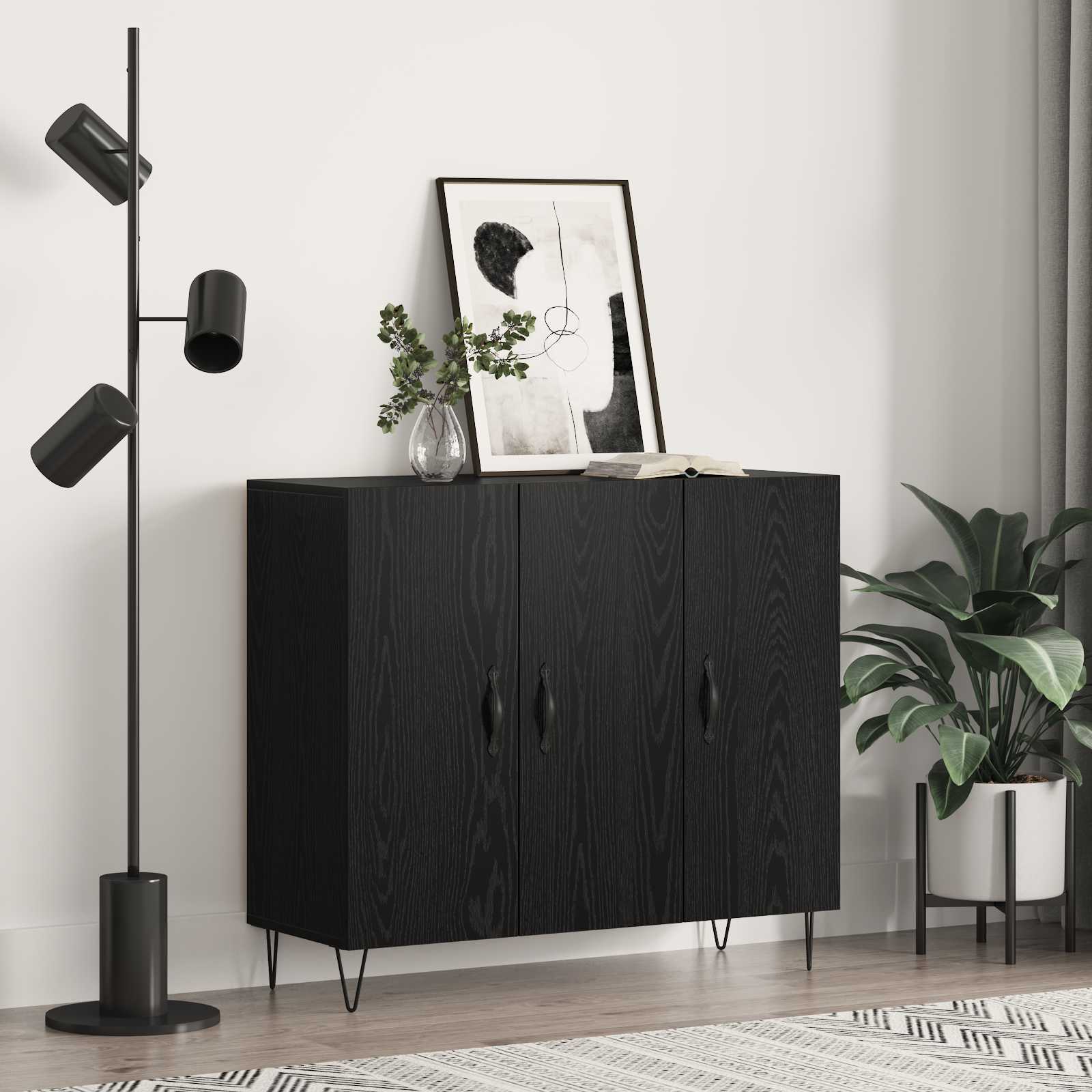vidaXL Sideboard Black Oak 90 x 32.5 x 80 cm Engineered Wood 1
