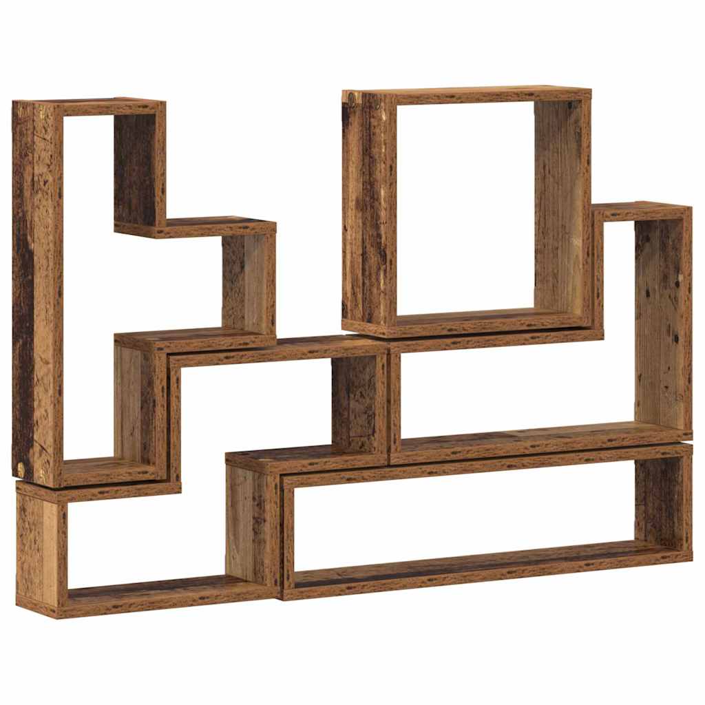 vidaXL Wall Shelf Wall-Mounted Old Wood 96 x 12 x 64 cm 2