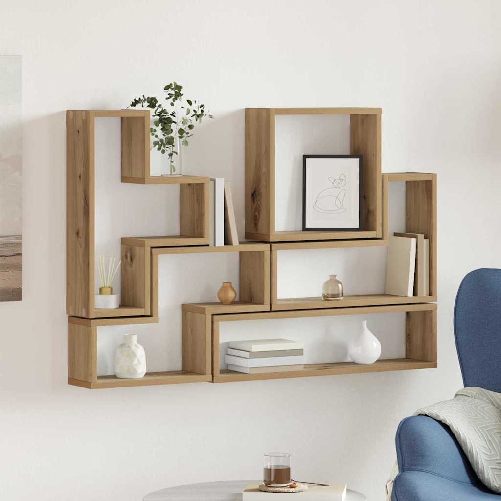 vidaXL Wall Shelf Wall-Mounted Artisan Oak 96 x 12 x 64 cm 1