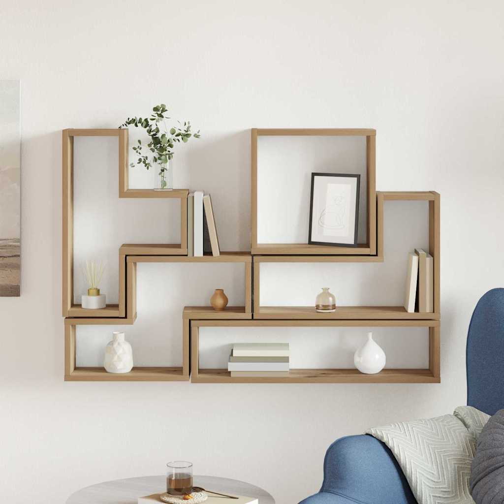 vidaXL Wall Shelf Wall-Mounted Artisan Oak 96 x 12 x 64 cm 4