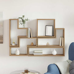 vidaXL Wall Shelf Wall-Mounted Artisan Oak 96 x 12 x 64 cm 4