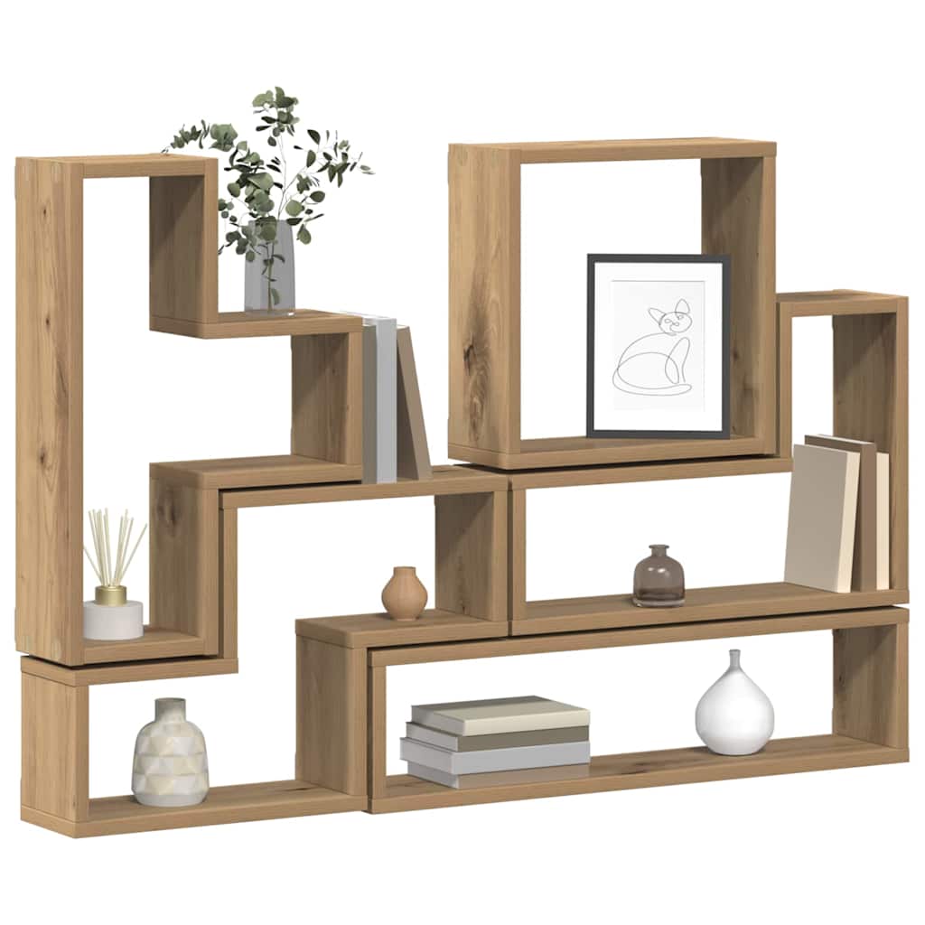 vidaXL Wall Shelf Wall-Mounted Artisan Oak 96 x 12 x 64 cm 3
