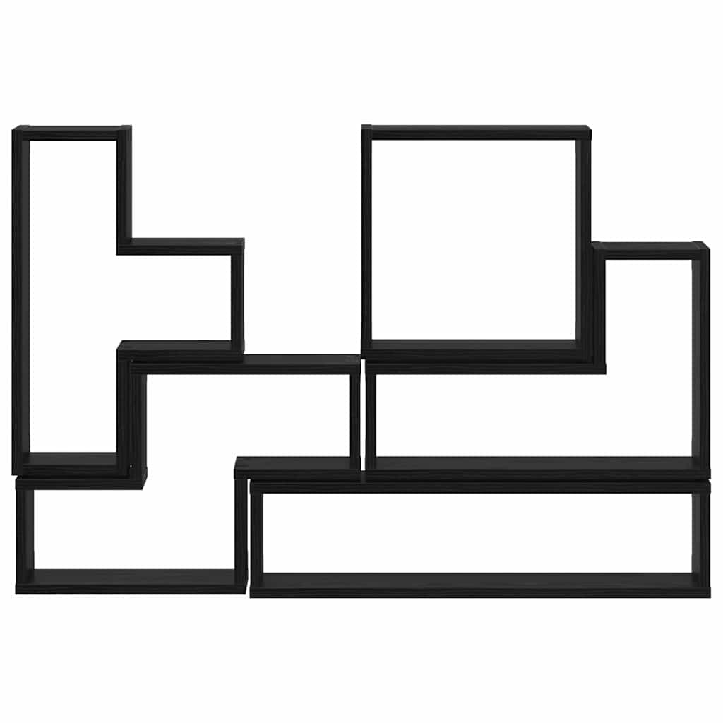vidaXL Wall Shelf Wall-Mounted Black Oak 96 x 12 x 64 cm 5