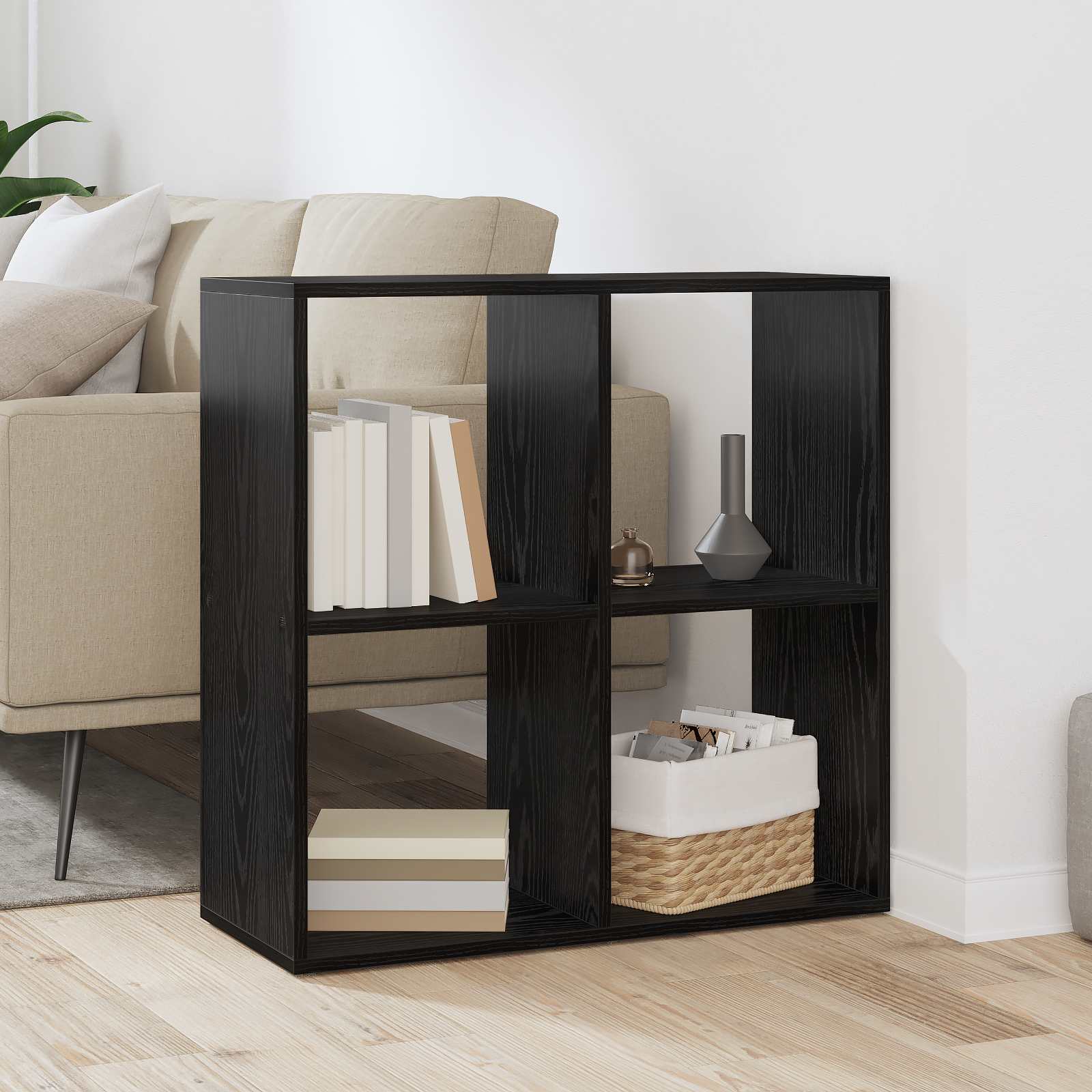 vidaXL Book Cabinet 4-Tier 69.5 x 29 x 69.5 cm Engineered Wood 1
