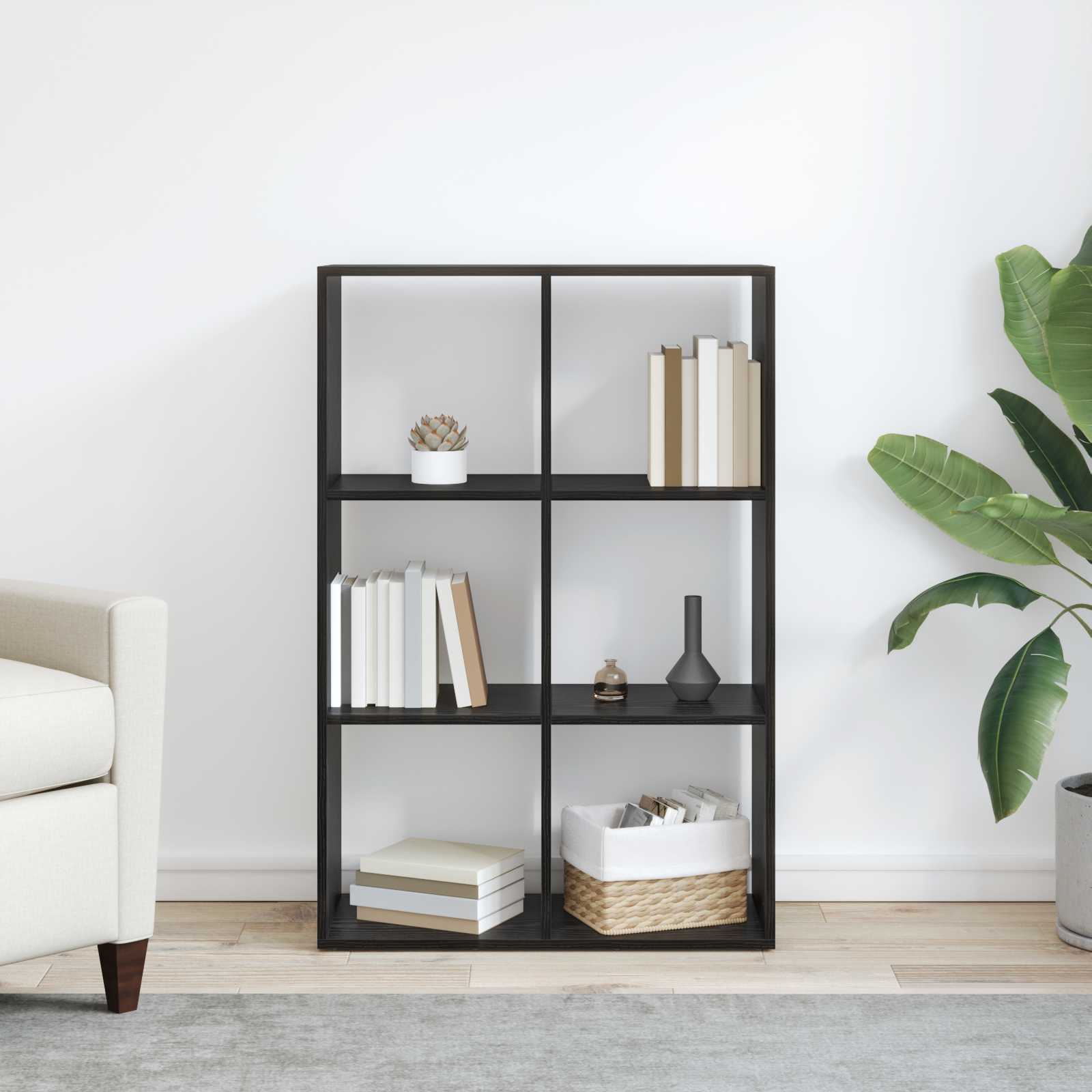 vidaXL Book Cabinet 6-Tier 69.5 x 29 x 103.5 cm Engineered Wood 4