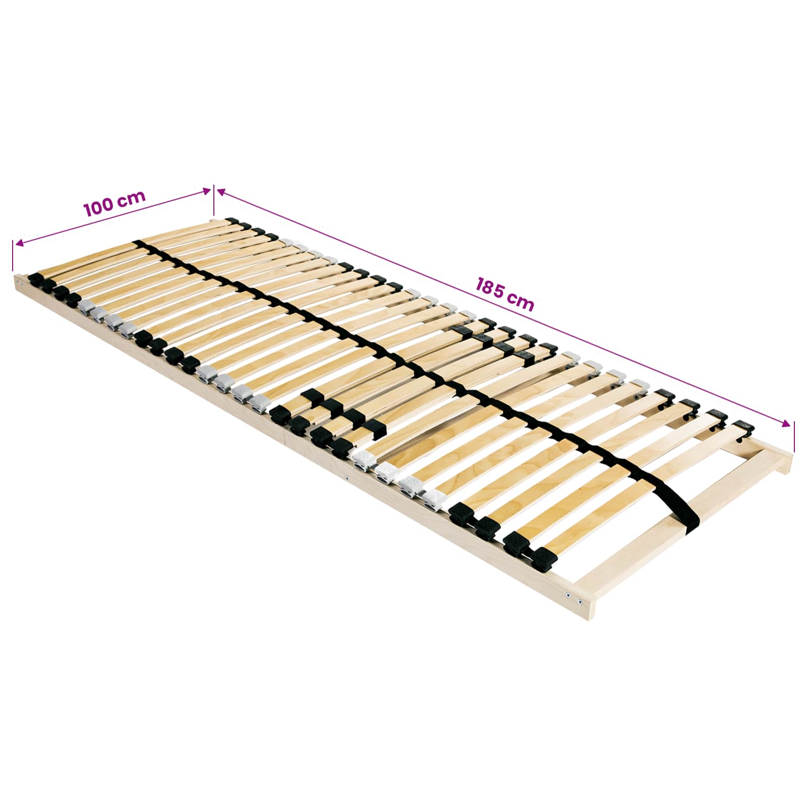 vidaXL Slatted Bed Base Brown 100 x 190 cm Solid Beech Wood 6