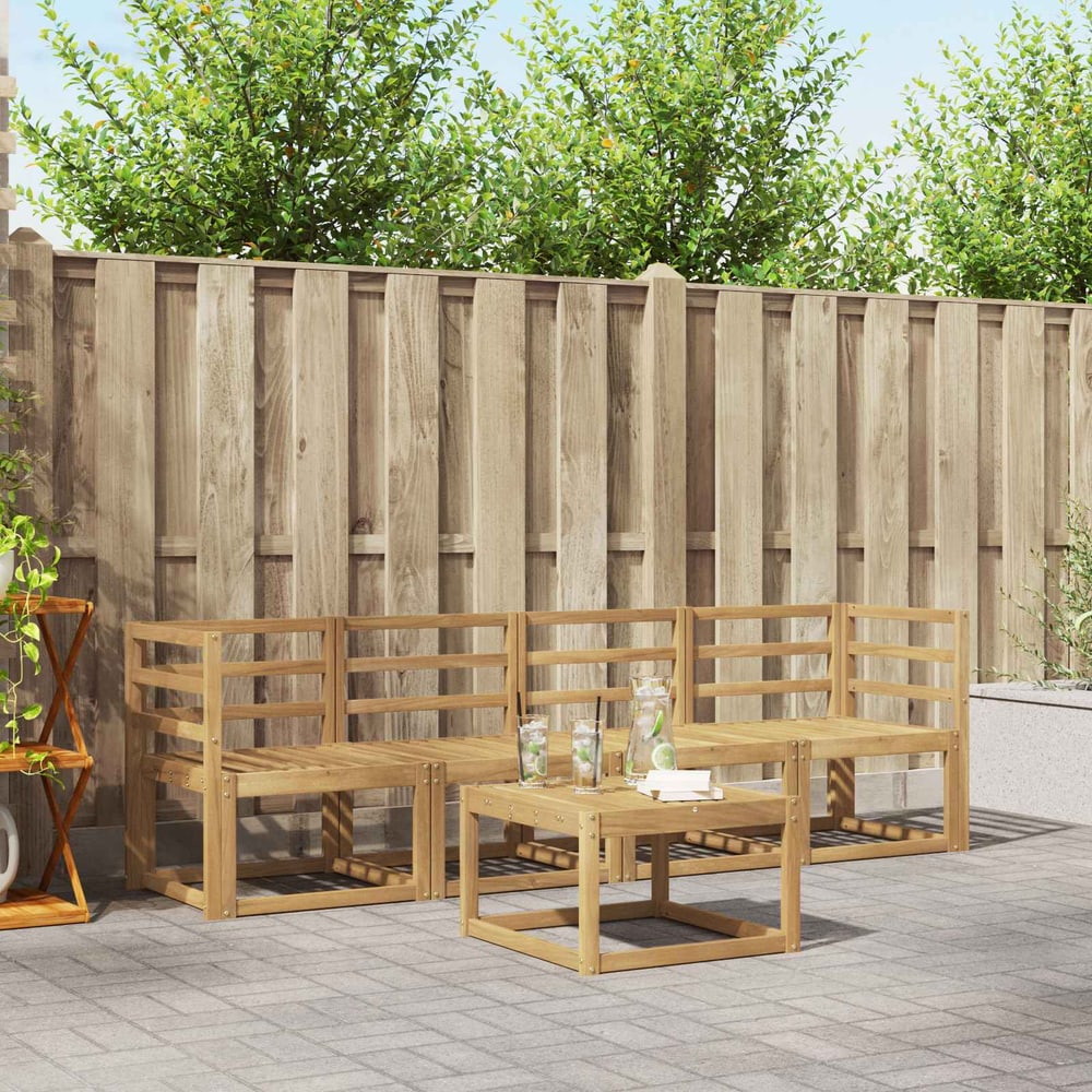 Outdoor Sofa Set 5 pcs 4-Seaters Solid Acacia Wood Horizontal slats