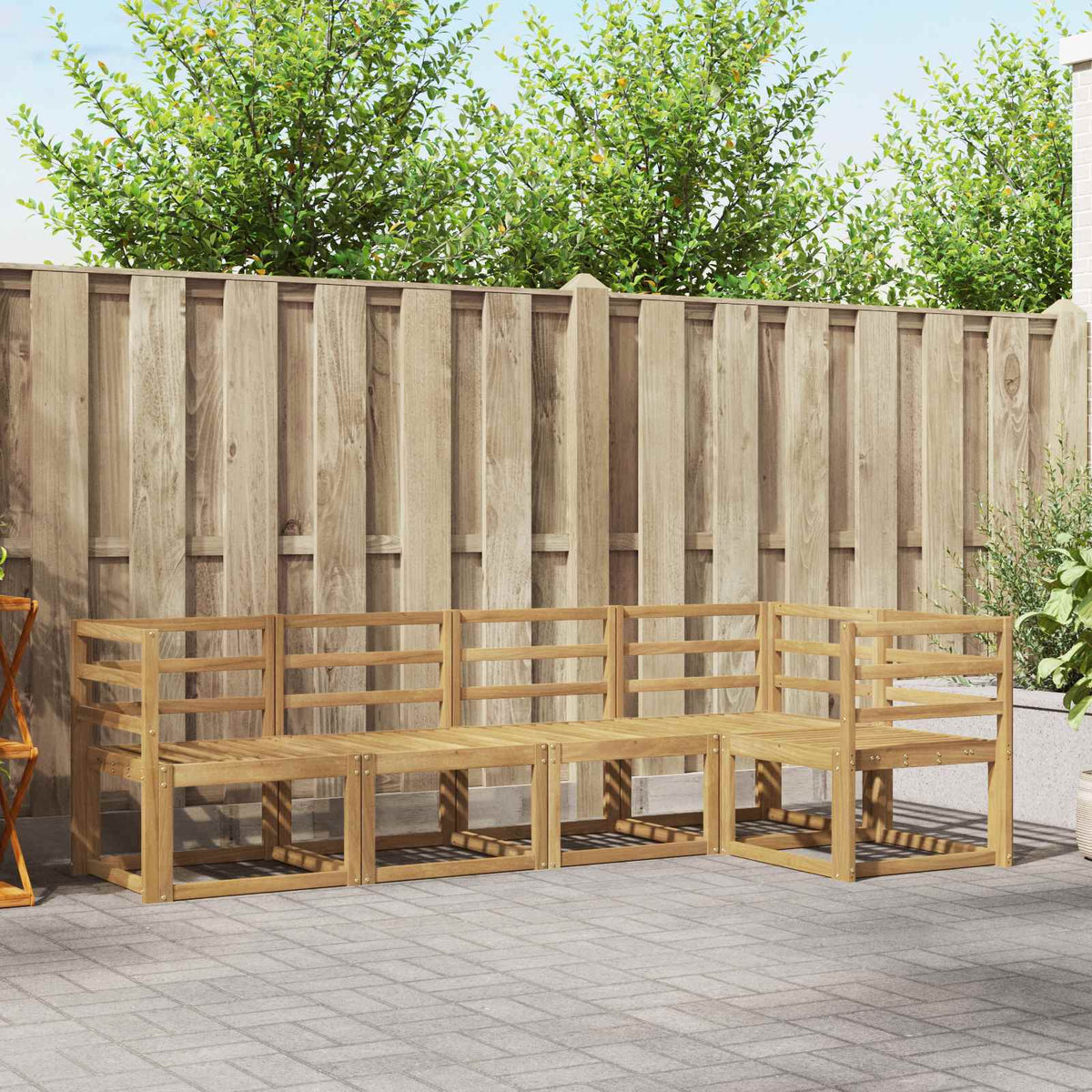 Outdoor Sofa Set 5 pcs 5-Seaters White Solid Acacia Wood Horizontal slats