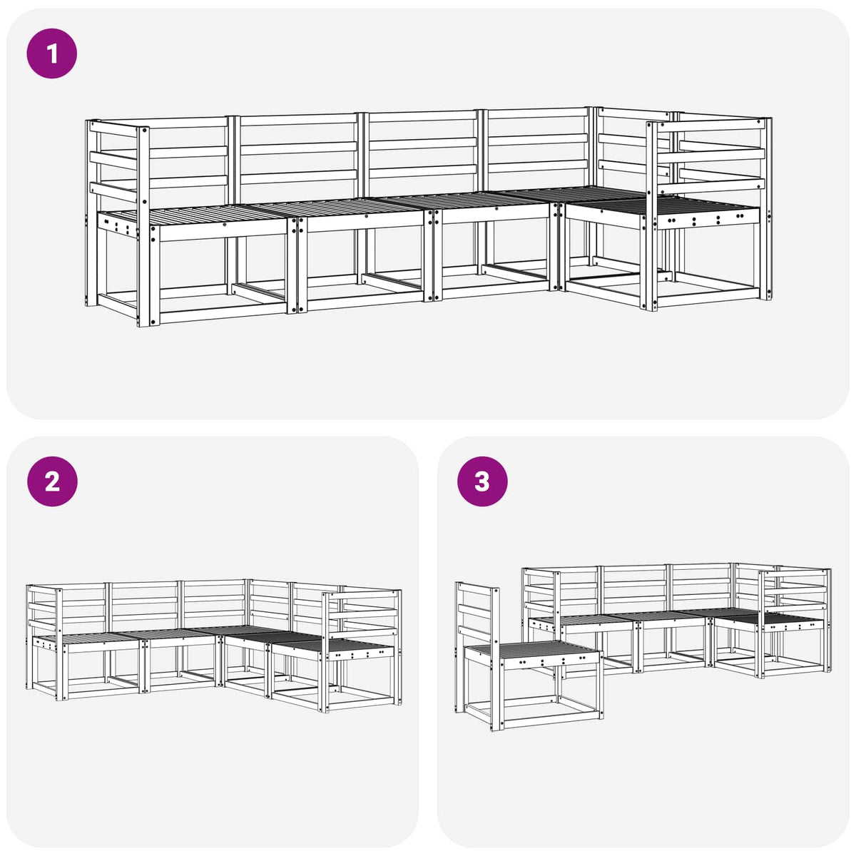 Outdoor Sofa Set 5 pcs 5-Seaters White Solid Acacia Wood Horizontal slats