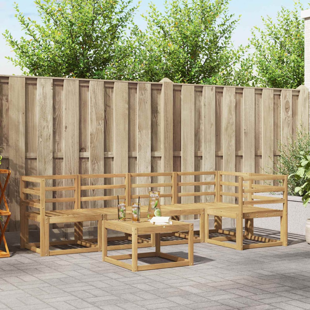 Outdoor Sofa Set 6 pcs 5-Seaters White Solid Acacia Wood Horizontal slats