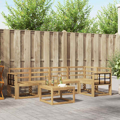 Outdoor Sofa Set 6 pcs 5-Seaters White Solid Acacia Wood Grid