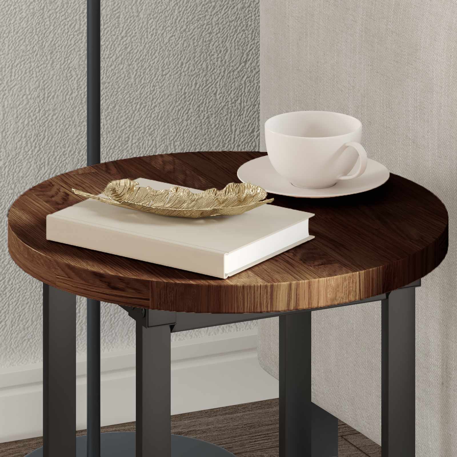 vidaXL Table Top Ø 40 x 2.5 cm Round Solid Oak Wood Dark Brown 4