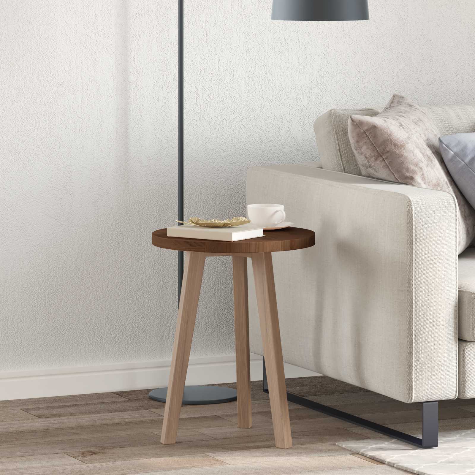 vidaXL Table Top Ø 40 x 2.5 cm Round Solid Oak Wood Dark Brown 1