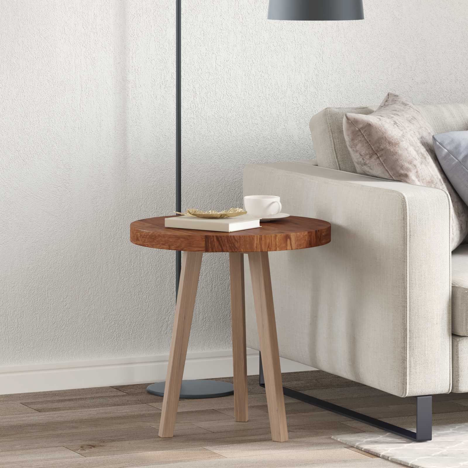 vidaXL Table Top Ø 50 x 4 cm Round Solid Oak Wood Light Brown 1