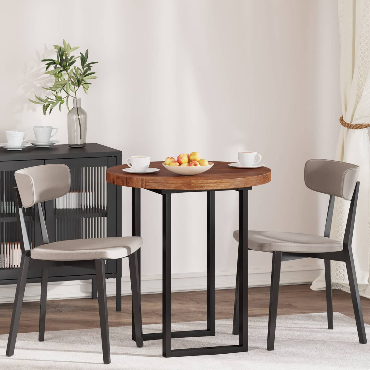 vidaXL Table Top Round Solid Oak Wood Light Brown