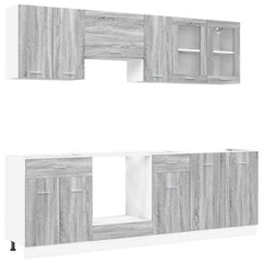 Kitchen Unit Lyon 8 pcs Engineered Wood Grey sonoma
