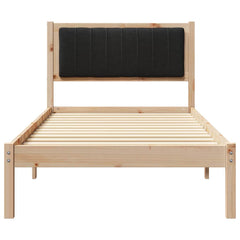 Bed Frame with Upholstered Headboard Light Grey 90 x 190 cm Brown and black