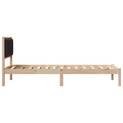 Bed Frame with Upholstered Headboard Light Grey 90 x 190 cm Brown and black