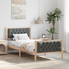 Bed Frame Light Grey Solid Pine Wood Brown and dark grey 90 x 200 cm
