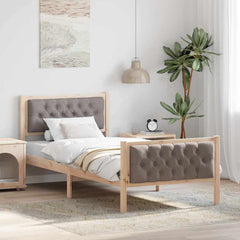 Bed Frame Light Grey Solid Pine Wood Brown and taupe 90 x 200 cm