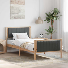 Bed frame Solid pine wood Natural and dark grey 90 x 200 cm