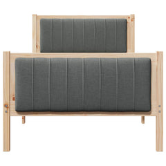 Bed frame Solid pine wood Natural and dark grey 90 x 200 cm