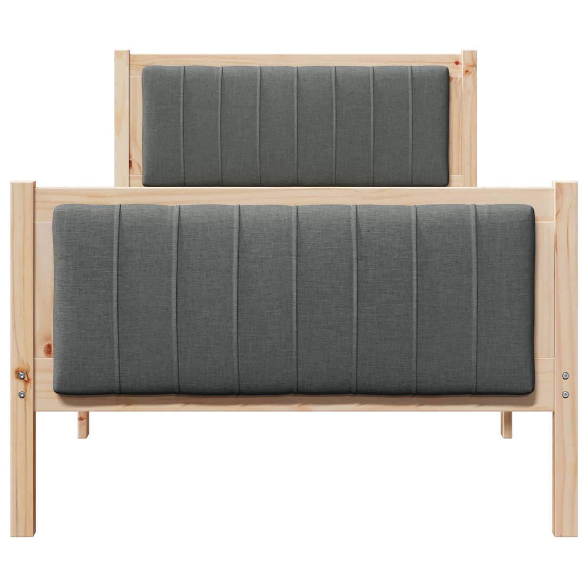 Bed frame Solid pine wood Natural and dark grey 90 x 200 cm
