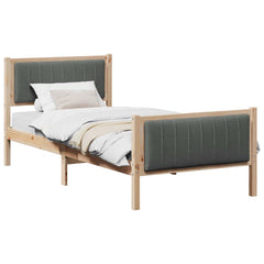 Bed frame Solid pine wood Natural and dark grey 90 x 200 cm